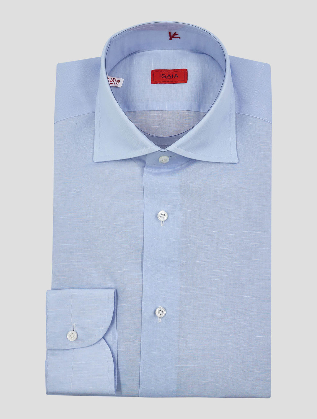 Isaia Blue Light Cotton Linen Shirt