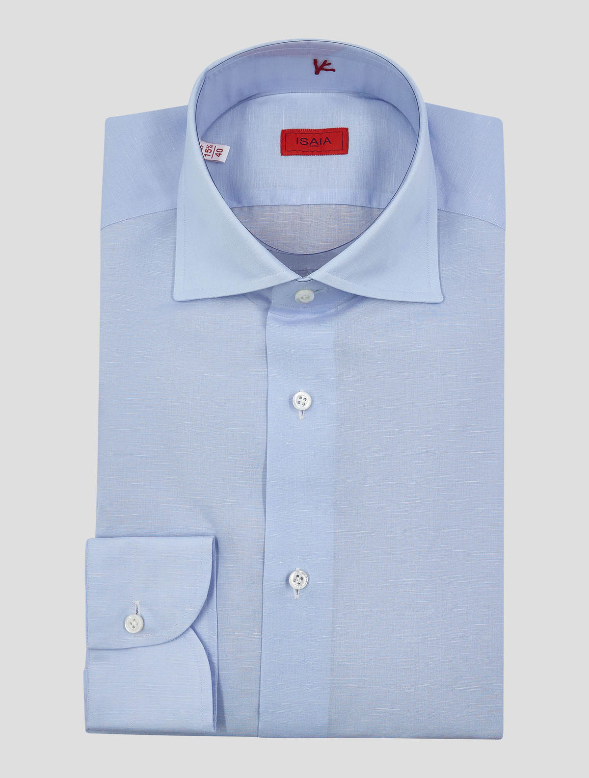 Isaia Blue Light Cotton Linen Shirt