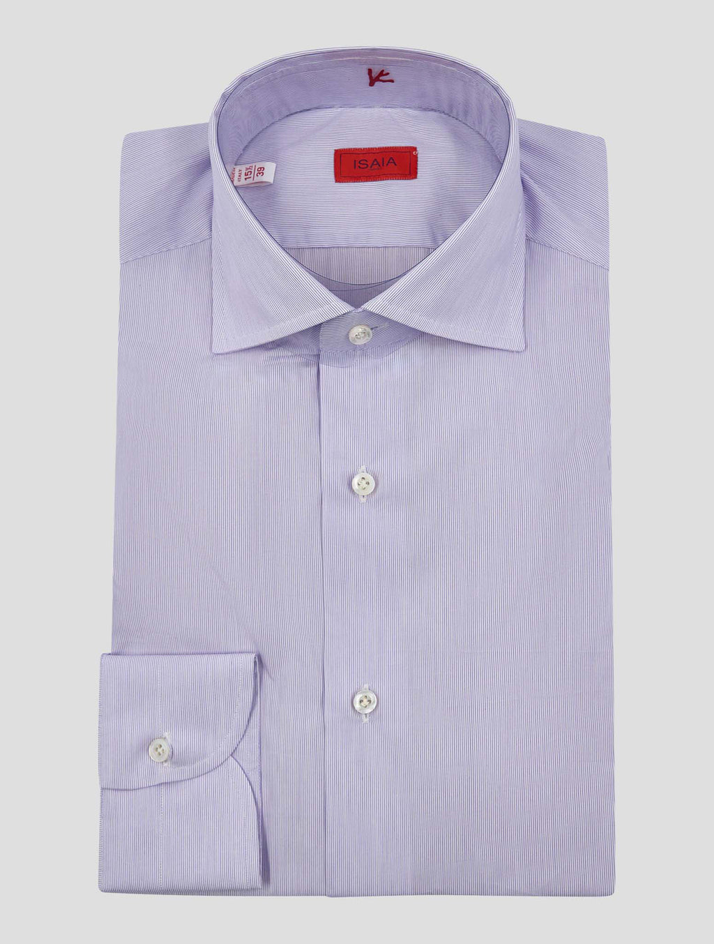 Isaia Violet White Cotton Shirt