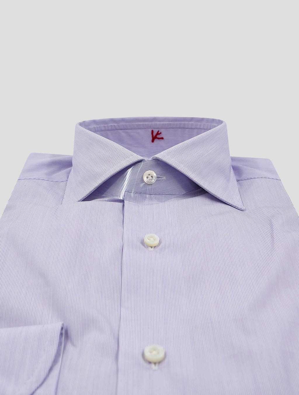Isaia Violet White Cotton Shirt