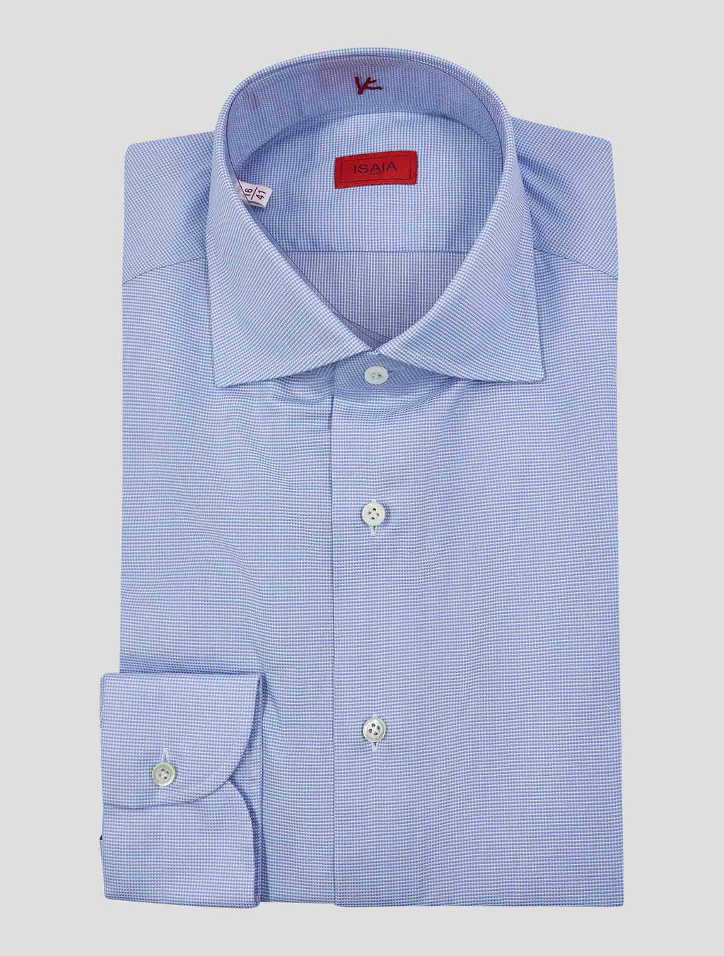 Isaia Blue White Cotton Shirt