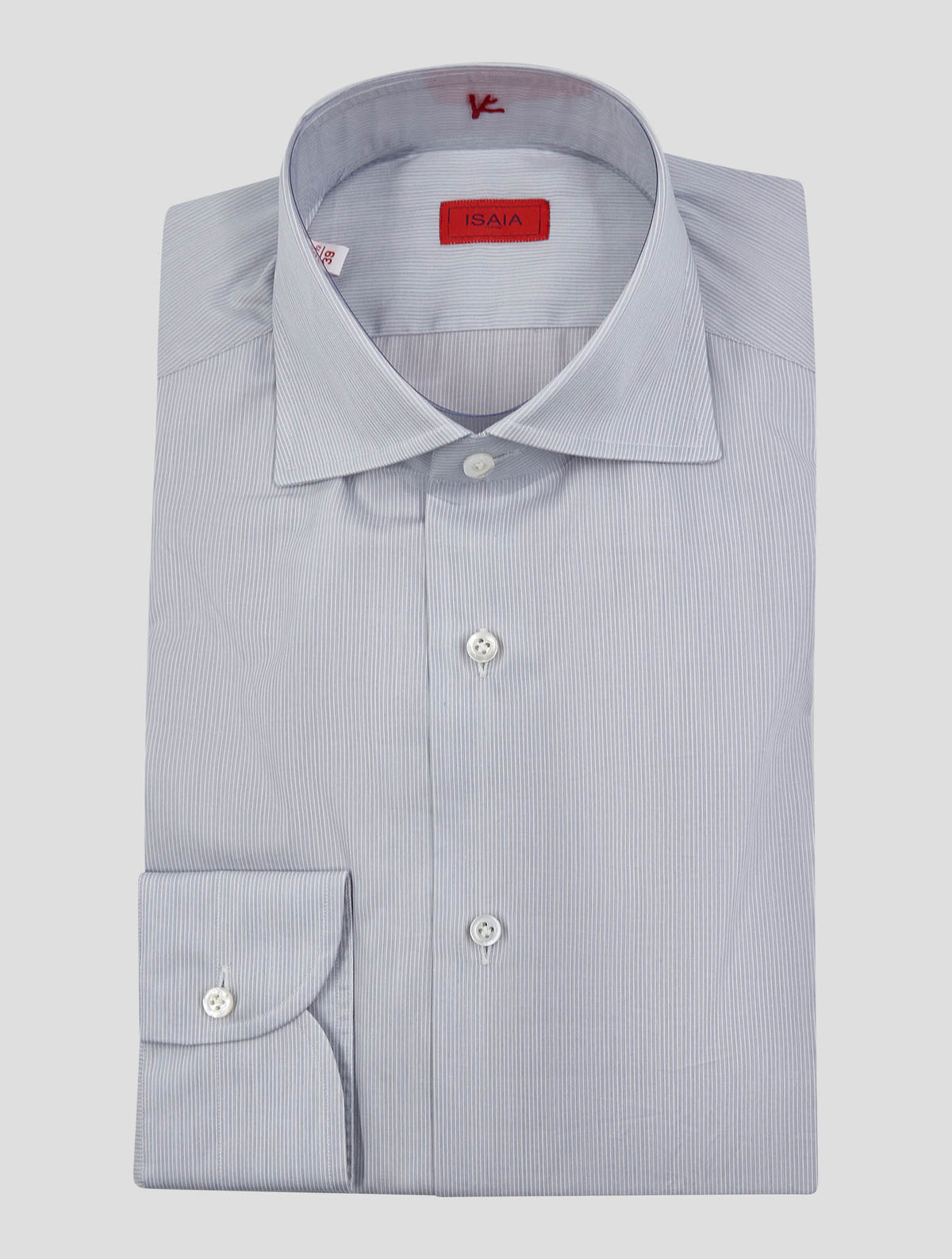 Isaia Gray White Cotton Shirt