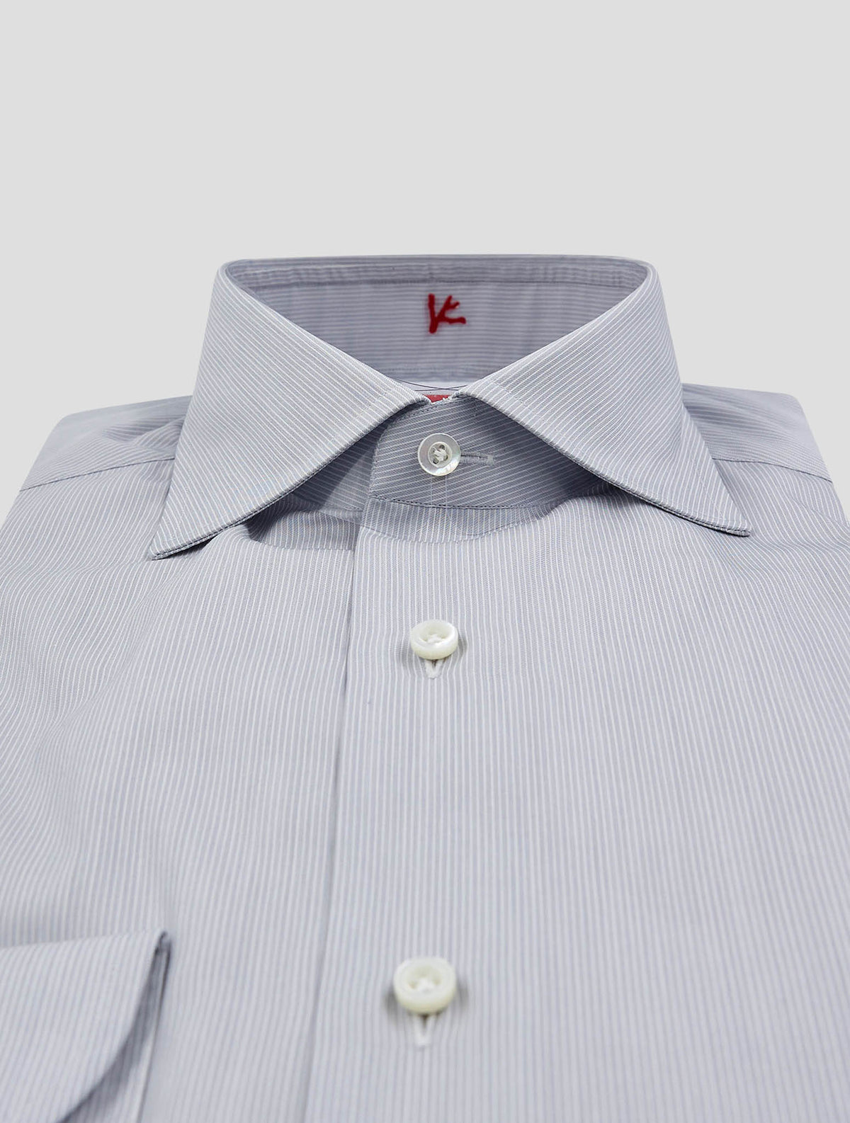 Isaia Gray White Cotton Shirt