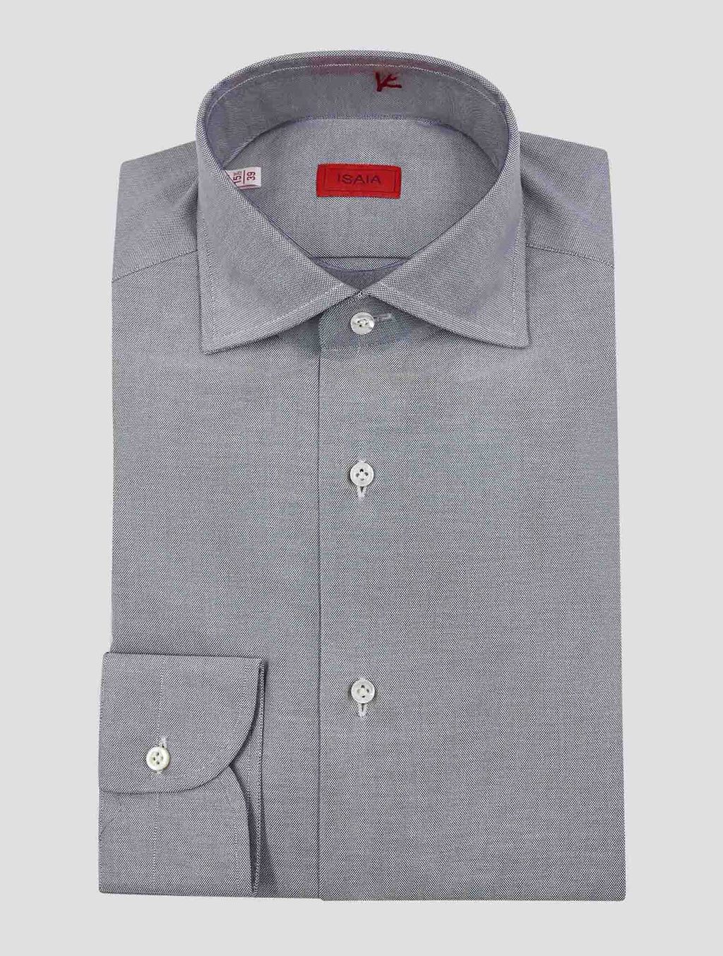 Isaia Gray White Cotton Shirt