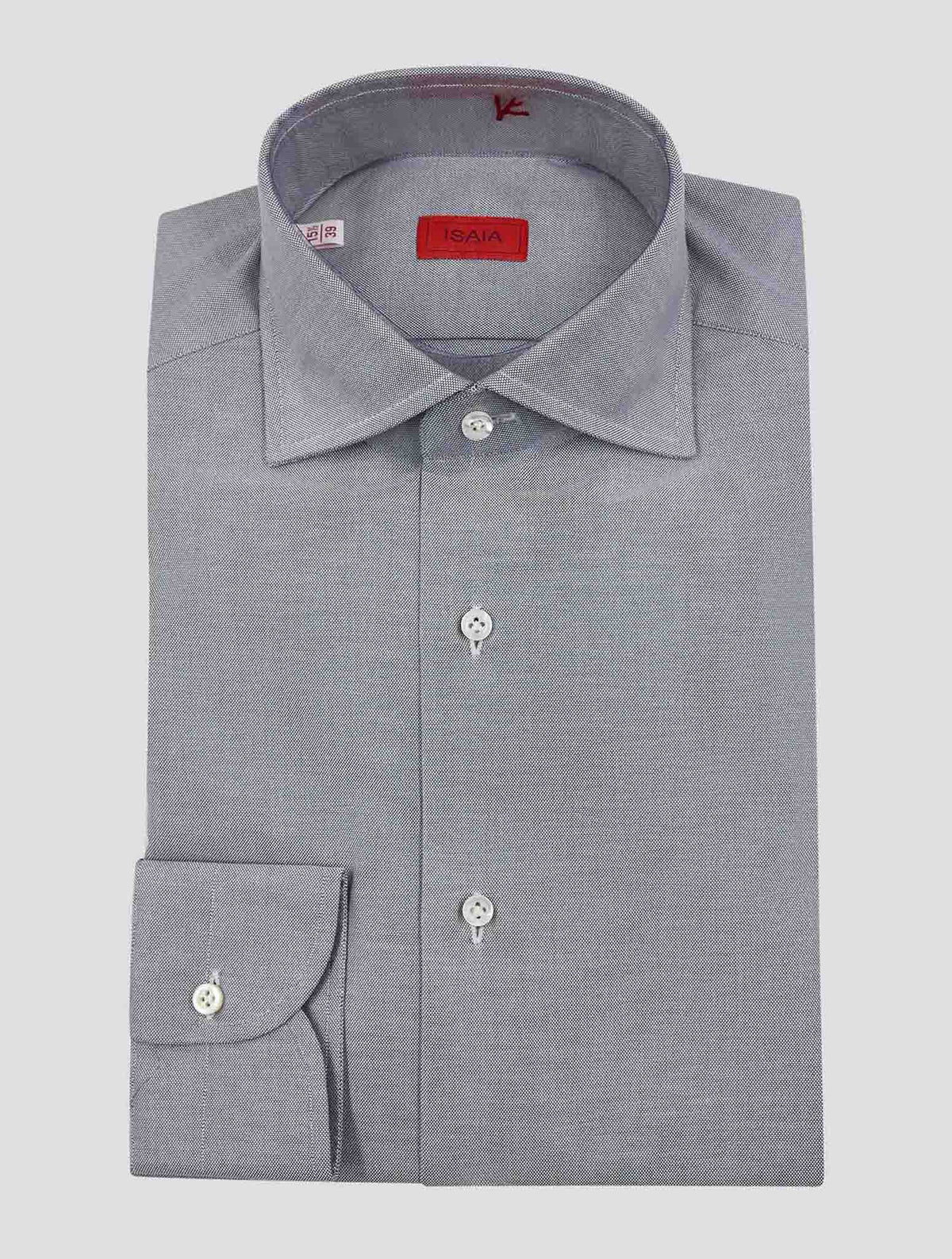 Isaia Gray White Cotton Shirt