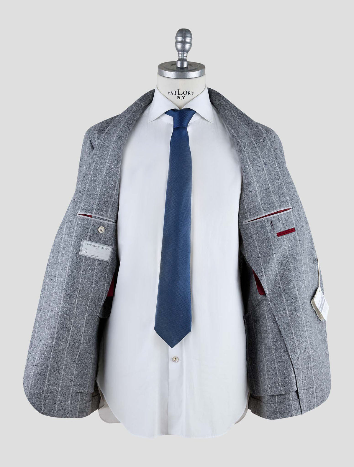 Brunello Cucinelli Gray Silk Wool Cashmere Suit
