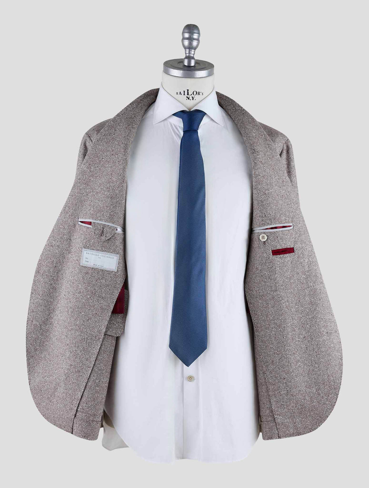 Brunello Cucinelli Brown White Virgin Wool Cashmere Blazer