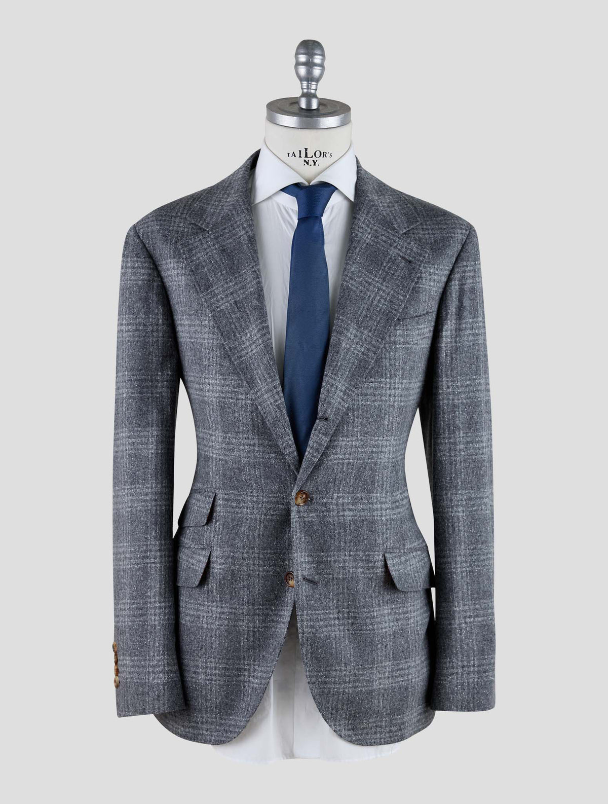 Brunello Cucinelli Gray White Silk Wool Cashmere Suit