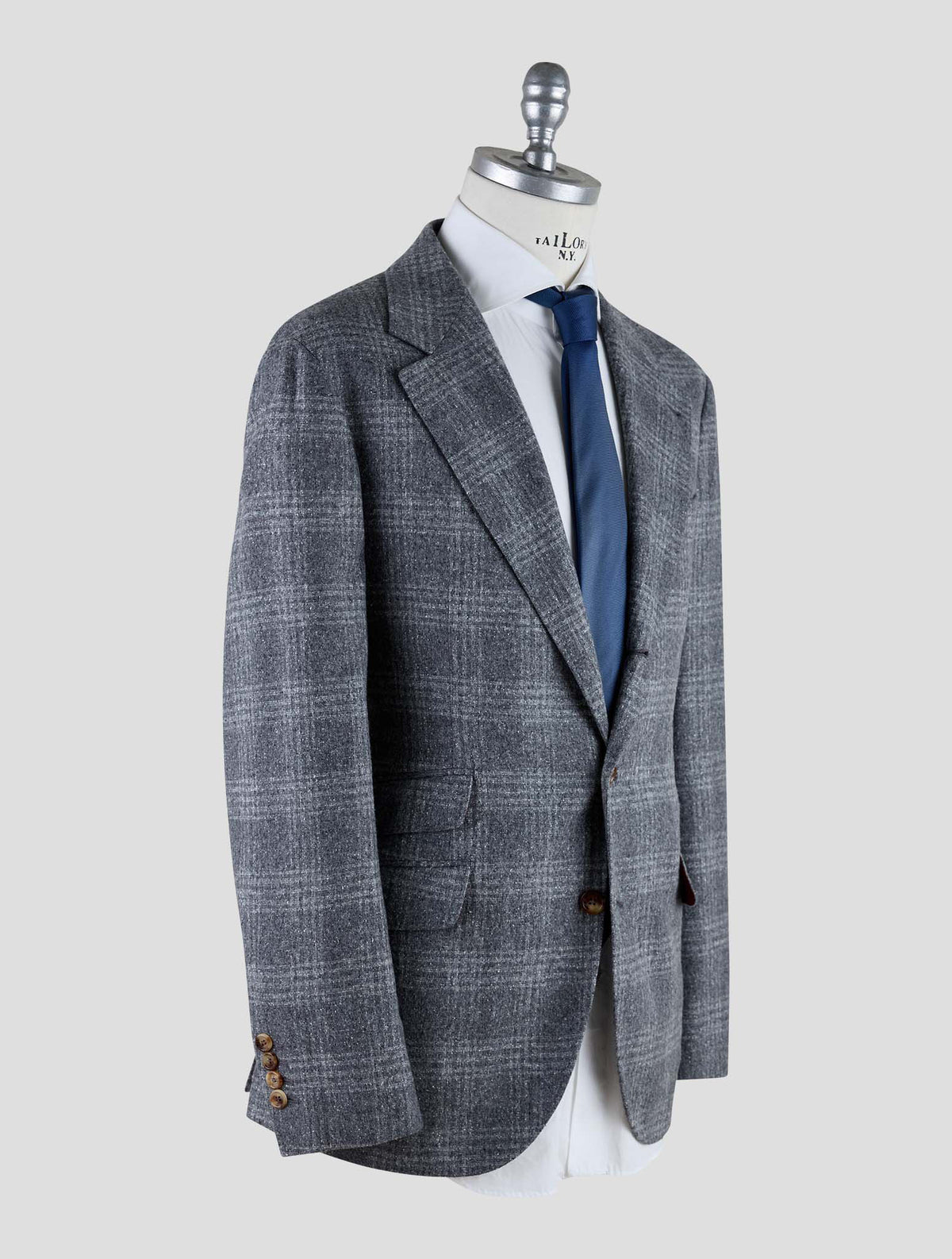 Brunello Cucinelli Gray White Silk Wool Cashmere Suit