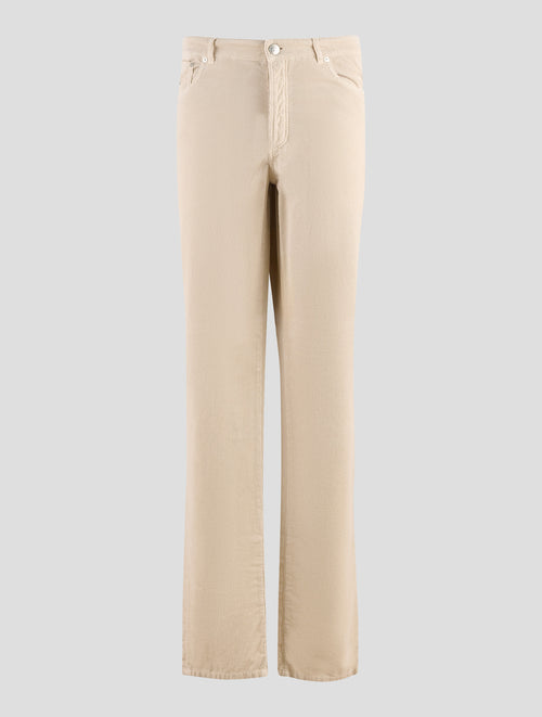 Brunello Cucinelli Beige Cotton Velvet Jeans
