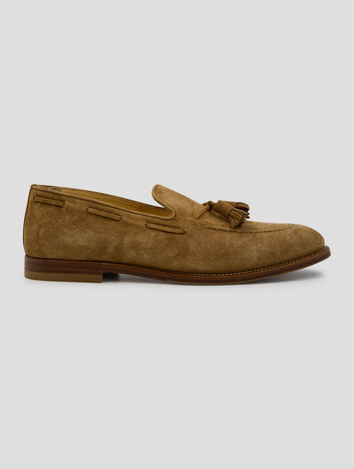 Brunello Cucinelli Beige Leather Suede Loafers Shoes