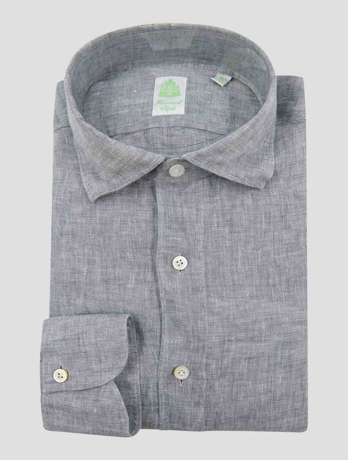 Finamore 1925 Gray Linen Shirt TOKYO