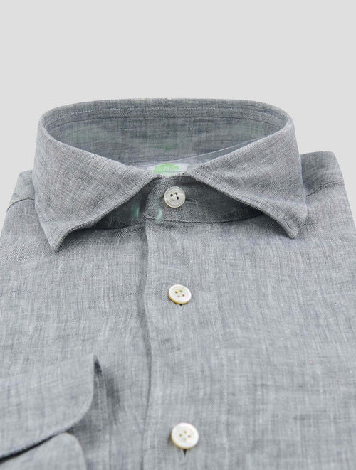 Finamore 1925 Gray Linen Shirt TOKYO