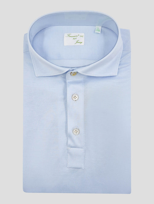Finamore 1925 Light Blue Cotton Polo Shirt ORLANDO