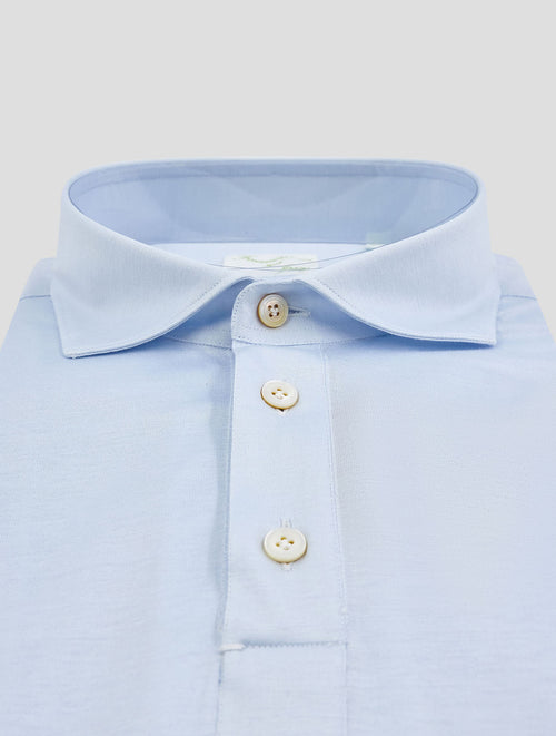 Finamore 1925 Light Blue Cotton Polo Shirt ORLANDO