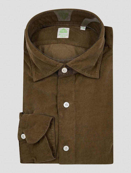 Finamore 1925 Brown Cotton Velvet Shirt LUIGI