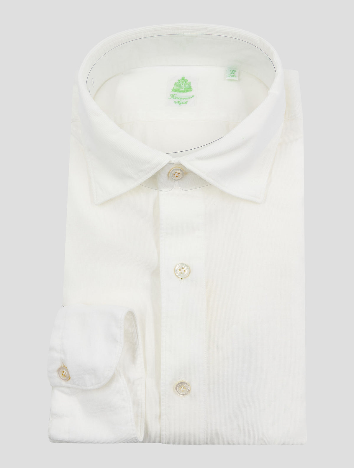 Finamore 1925 White Cotton Velvet Shirt LUIGI