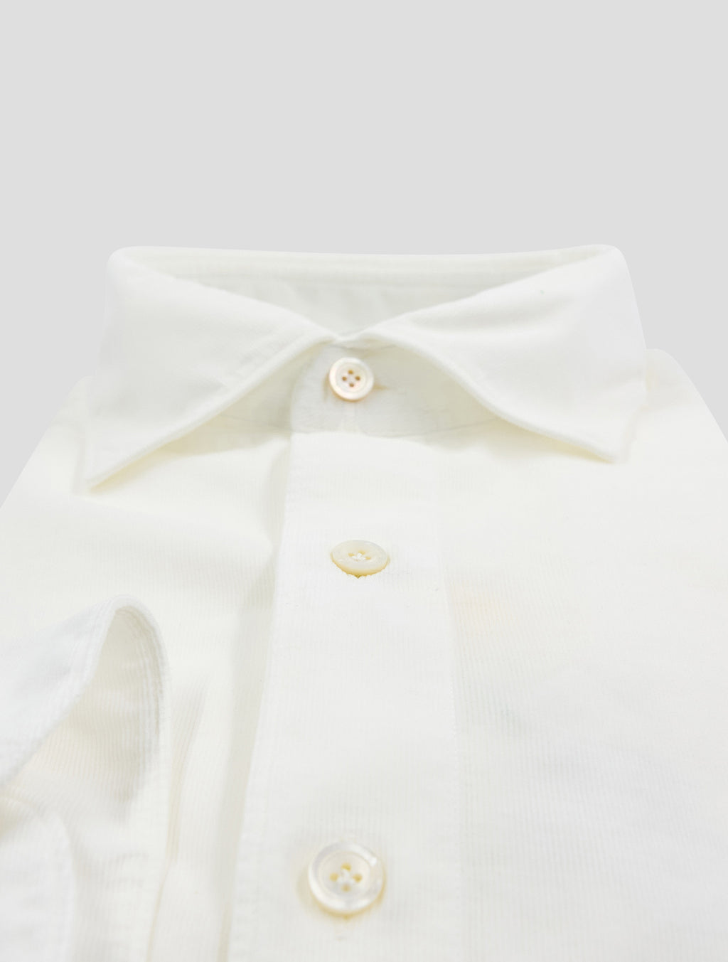 Finamore 1925 White Cotton Velvet Shirt LUIGI