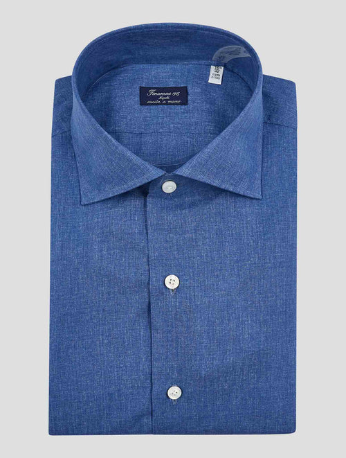 Finamore 1925 Blue Cotton Shirt NAPOLI