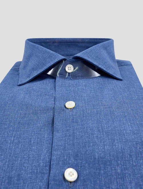 Finamore 1925 Blue Cotton Shirt NAPOLI