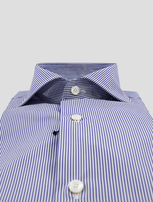 Finamore 1925 Blue White Cotton Shirt NAPOLI
