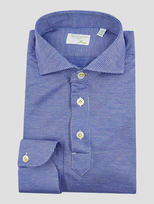 Finamore 1925 Light Blue White Virgin Wool Lyocell Shirt MILTON