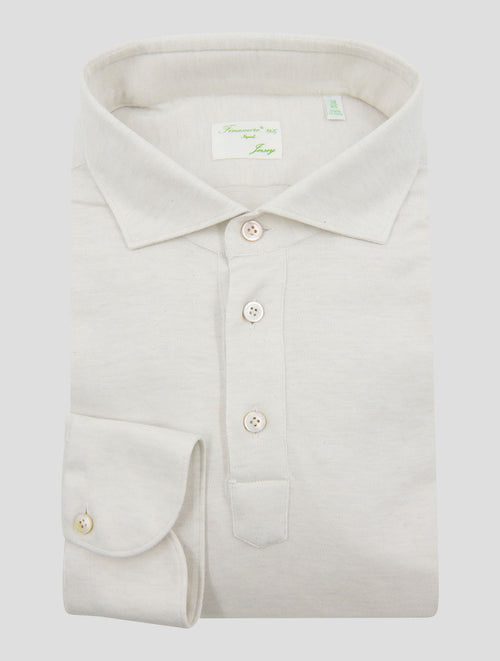 Finamore 1925 Light Gray Cotton Cashmere Polo Shirt MILTON