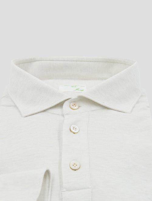 Finamore 1925 Light Gray Cotton Cashmere Polo Shirt MILTON