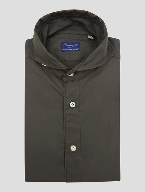 Finamore 1925 Brown Cotton Pl Ea Shirt BALI
