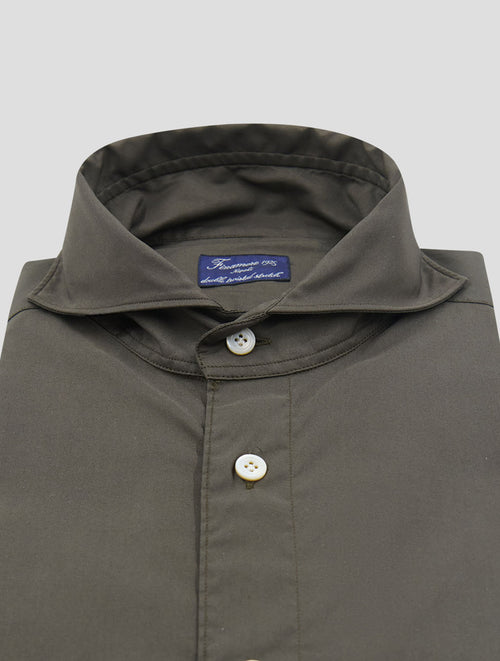 Finamore 1925 Brown Cotton Pl Ea Shirt BALI