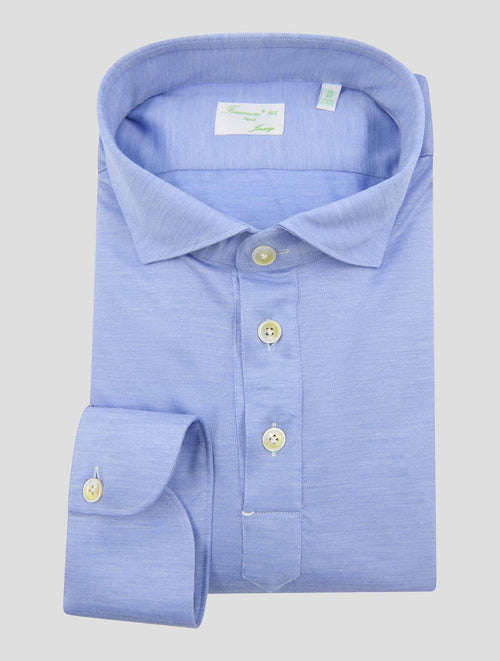 Finamore 1925 Light Blue Virgin Wool Lyocell Polo Shirt MILTON