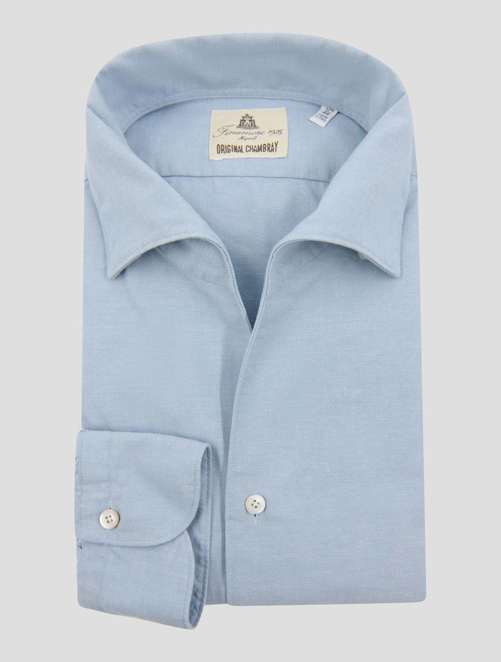 Finamore 1925 Light Blue Cotton Shirt USTICA2