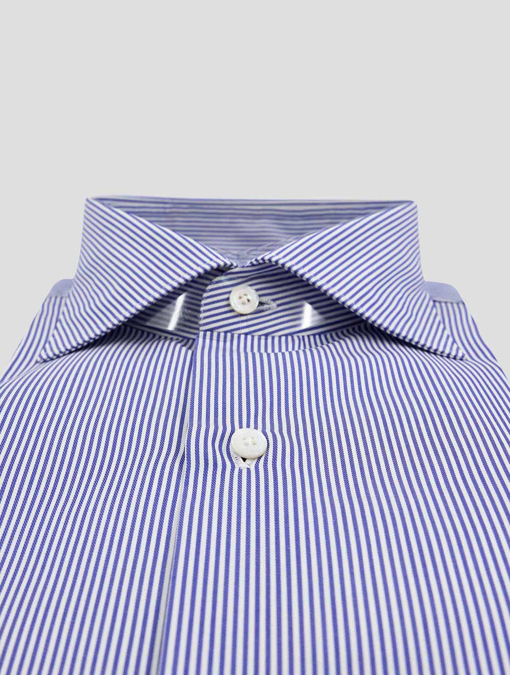 Finamore 1925 Blue White Cotton Shirt Milano