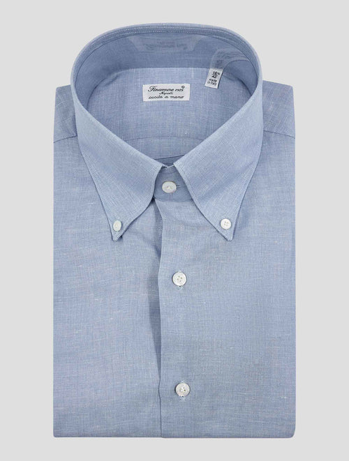 Finamore 1925 Light Blue Cotton Linen Shirt Milano