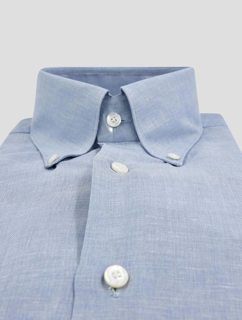 Finamore 1925 Light Blue Cotton Linen Shirt Milano