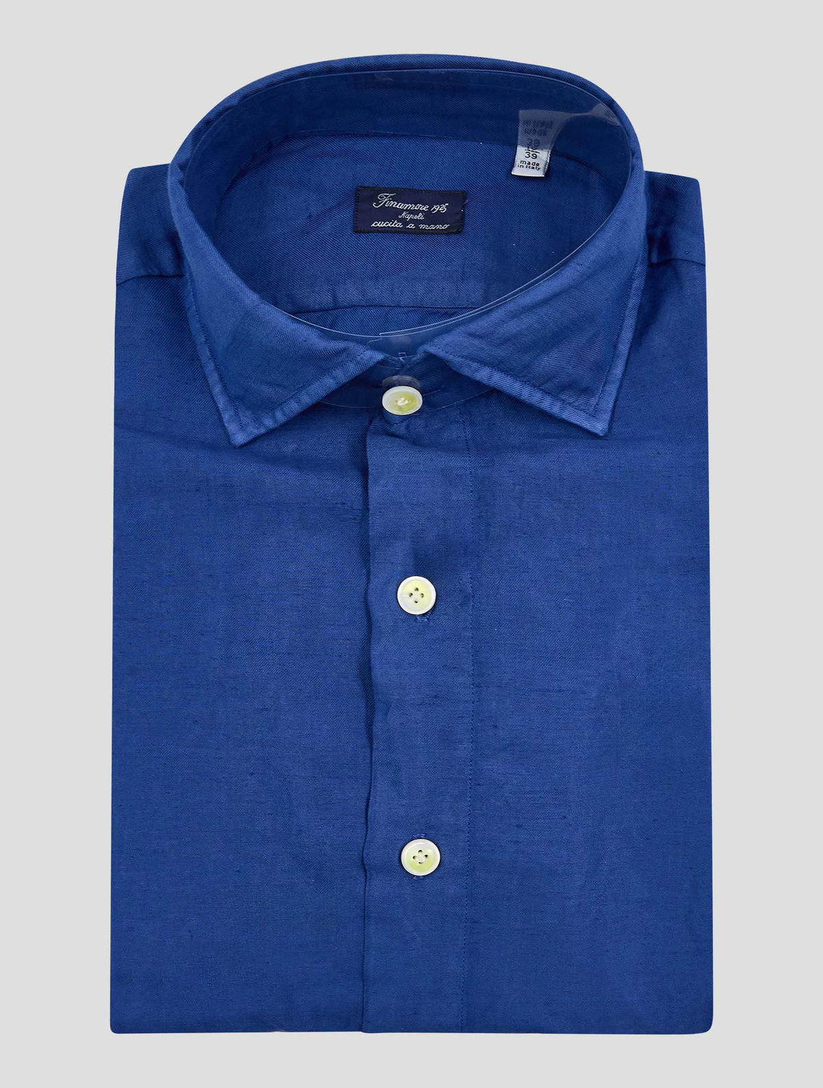 Finamore 1925 Blue Cotton Linen Shirt Napoli