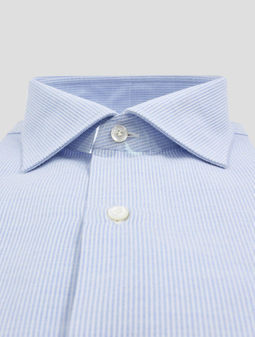 Finamore 1925 Light Blue White Cotton Silk Shirt NAPOLI
