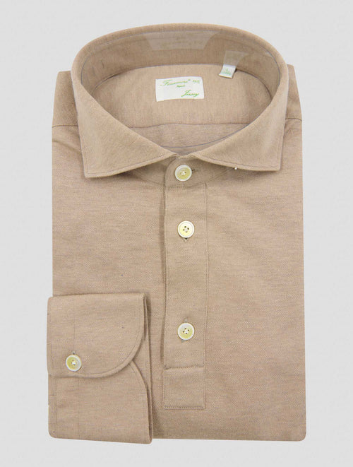 Finamore 1925 Brown Cotton Cashmere Polo Shirt Orlando