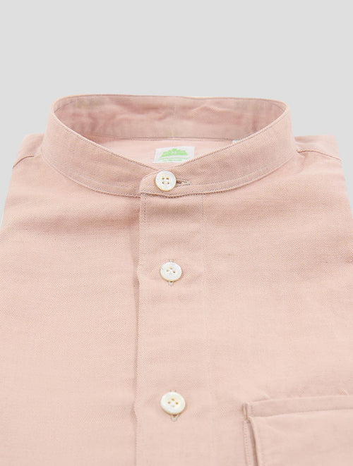 Finamore 1925 Pink Cotton Linen Korean Short Sleeve Shirt SPRINGTG