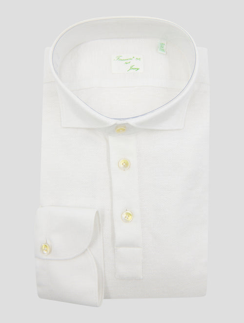 Finamore 1925 White Linen Cotton Polo Shirt Orlando