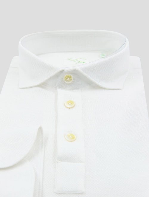 Finamore 1925 White Linen Cotton Polo Shirt Orlando