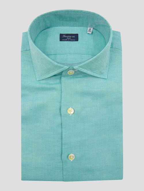 Finamore 1925 Light Green Cotton Linen Shirt NAP109