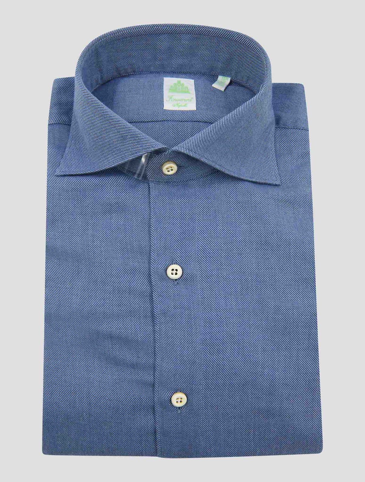 Finamore 1925 Blue Cotton Cashmere Shirt GAETA
