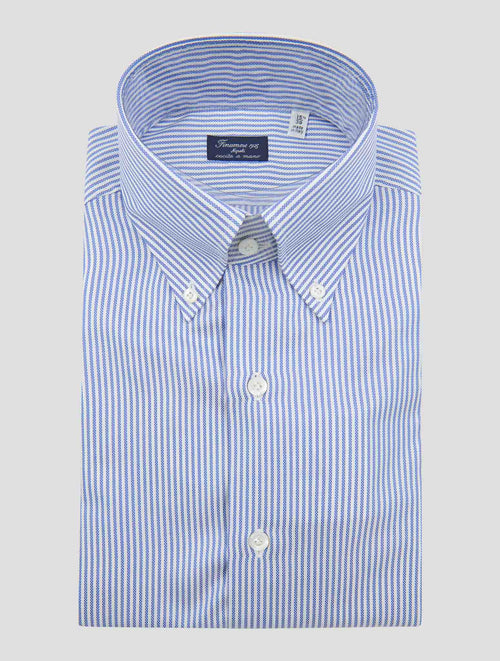 Finamore 1925 Light Blue White Cotton Shirt NAPOLI