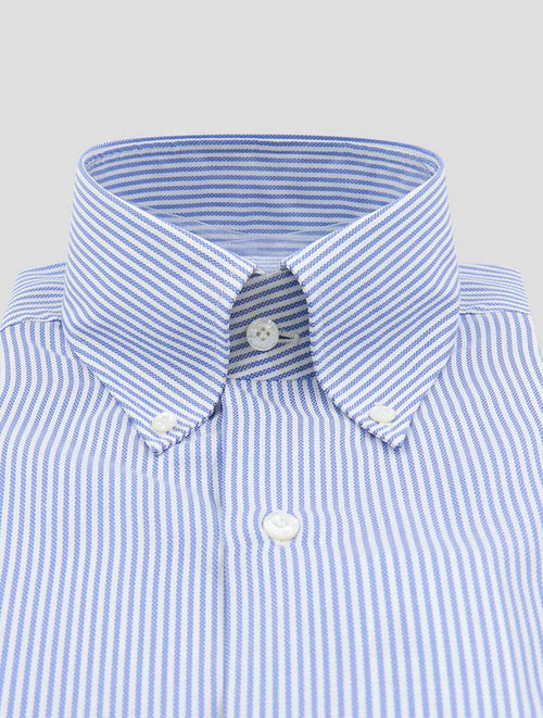Finamore 1925 Light Blue White Cotton Shirt NAPOLI