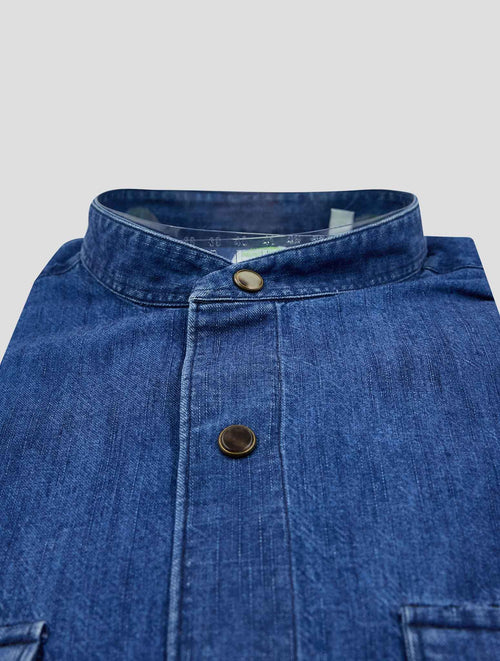 Finamore 1925 Dark Blue Cotton Korean Shirt TK2TPPR
