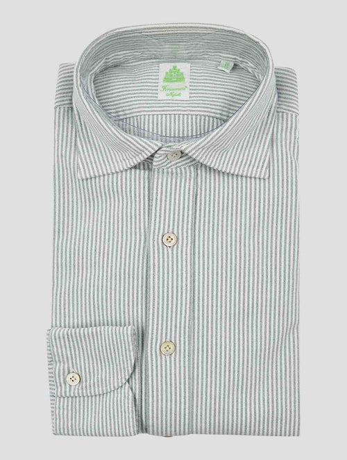 Finamore 1925 Green White Cotton Shirt TOK91