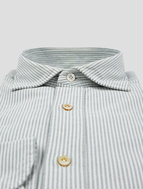 Finamore 1925 Green White Cotton Shirt TOK91