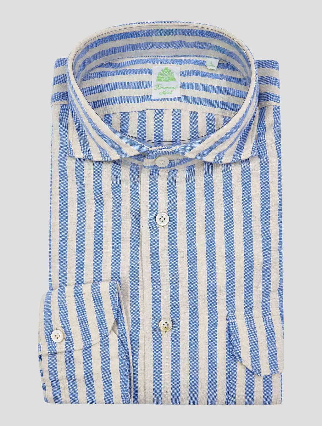 Finamore 1925 Blue White Cotton Shirt Madison