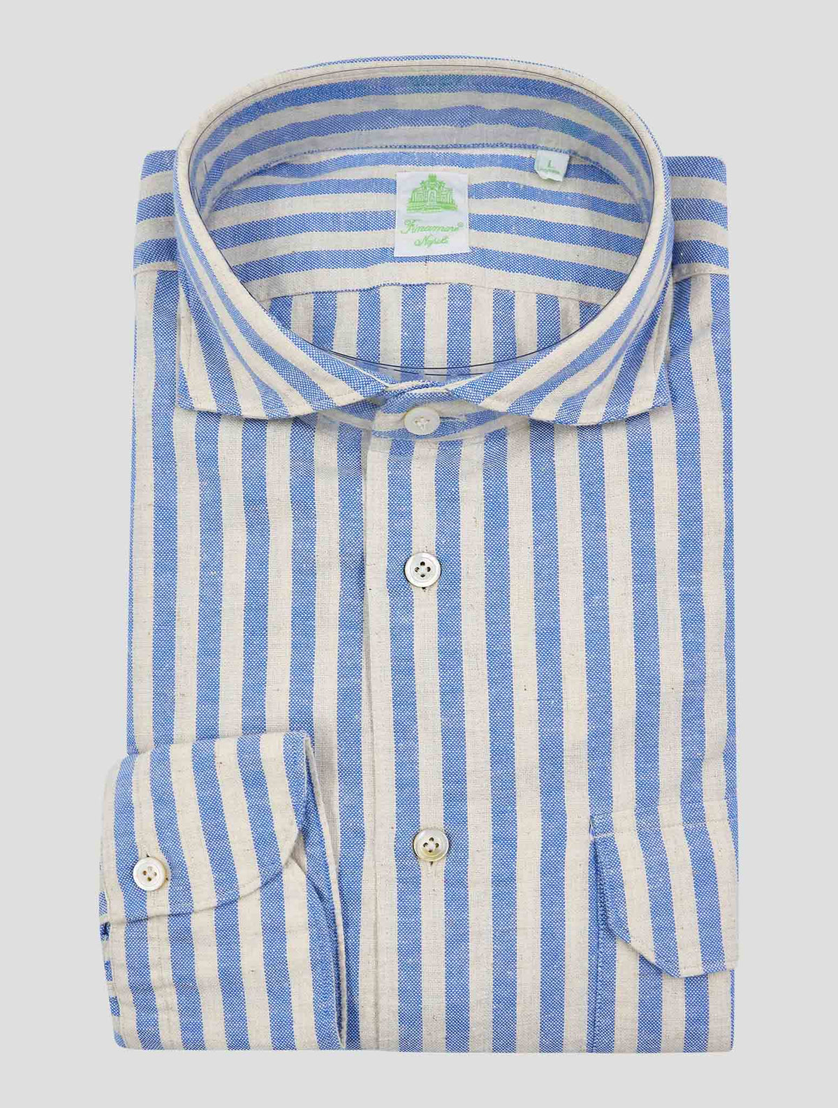 Finamore 1925 Blue White Cotton Shirt Madison